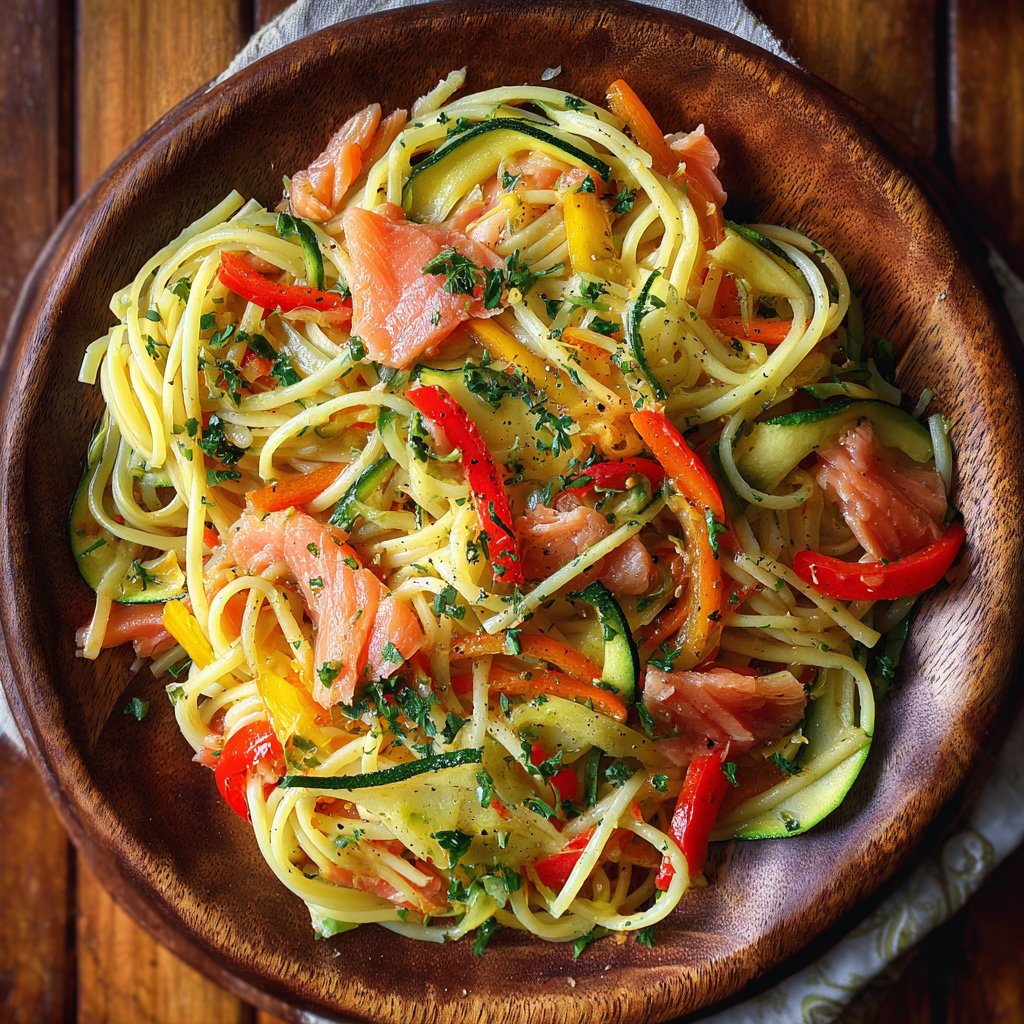Pasta Primavera with Smoked Salmon